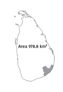Map of Sri Lanka showing the location of Yala National Park in the south-east